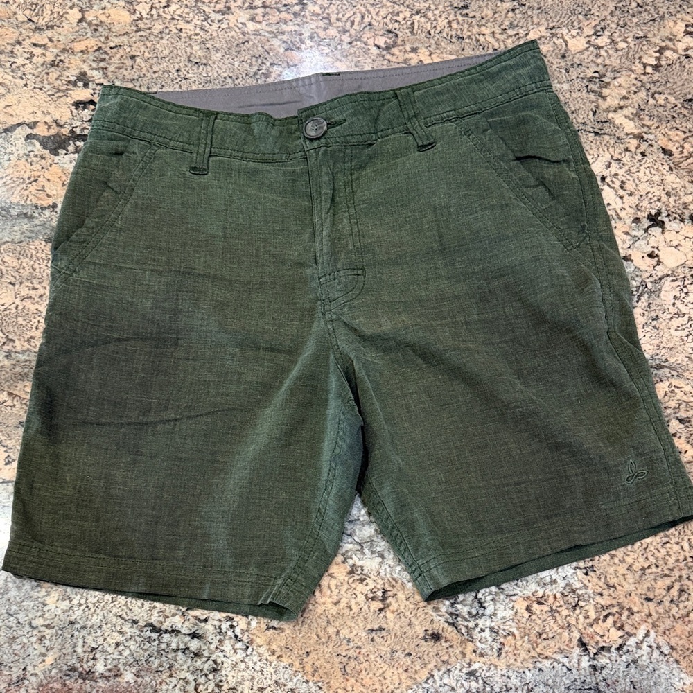 Prana Women’s Olive Green Flat-Front Shorts